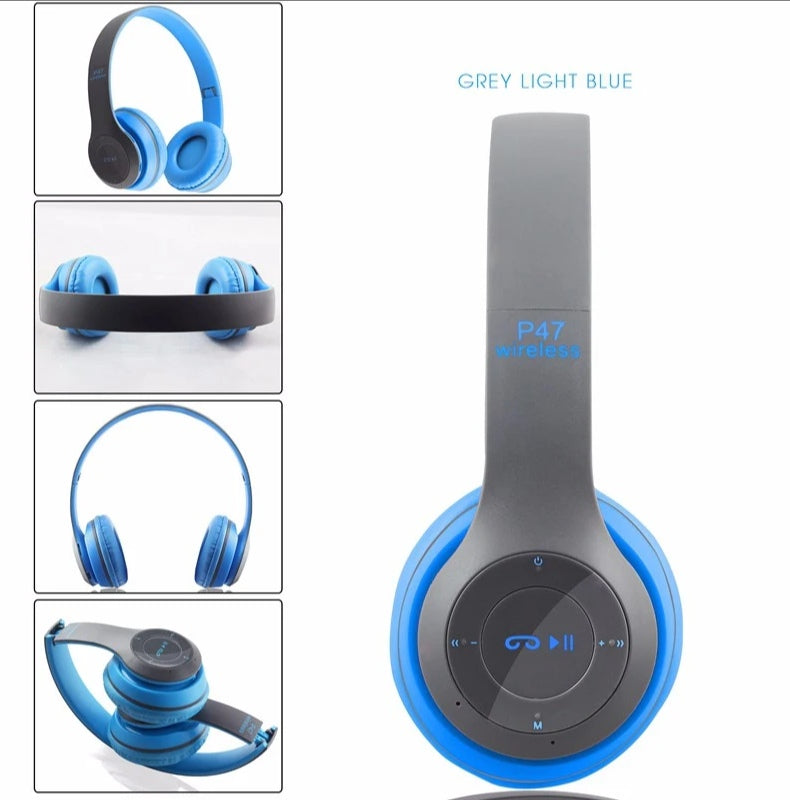 Foldable P47 Wireless Headphones with Mic for Gaming