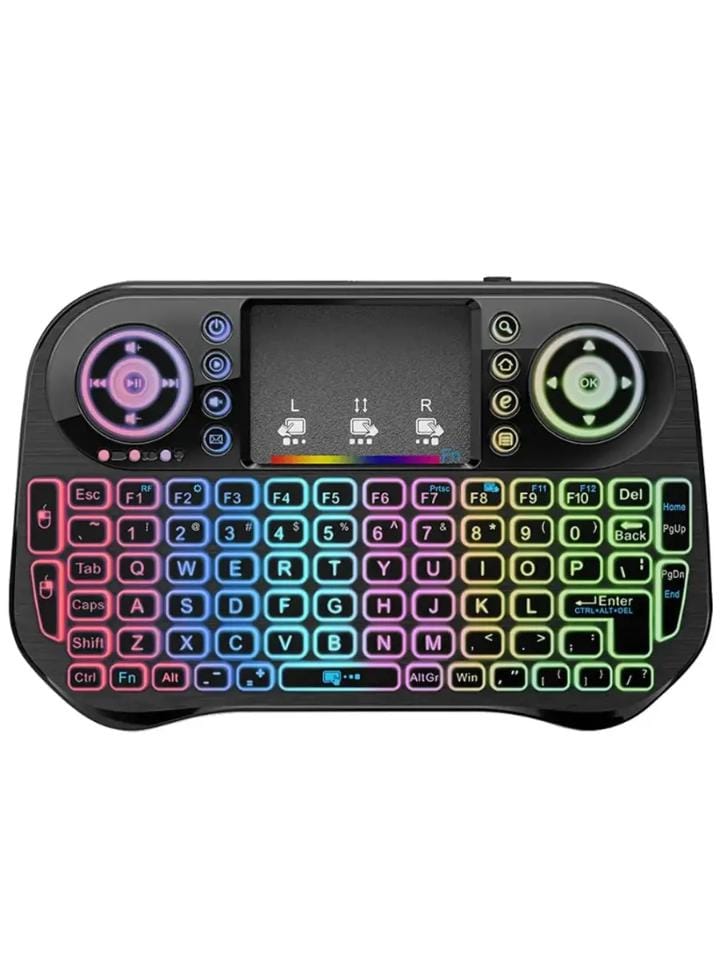 Mini Wireless Keyboard + Bluetooth 7 Color Backlit Light 2.4Ghz Air Mouse With Touchpad