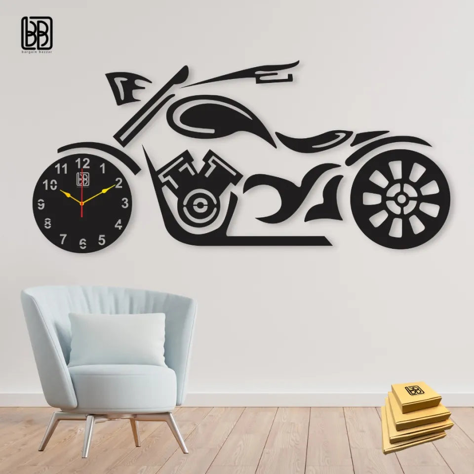 3D bike style Wooden I Back Light variation Wall Clock