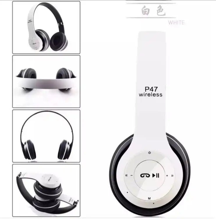 Foldable P47 Wireless Headphones with Mic for Gaming