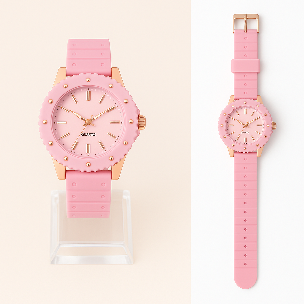 New Korean Style Watch for Girls and women– Trendy Rectangle Dial with Soft Silicone Strap
