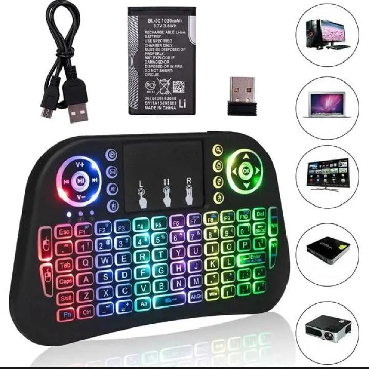 Mini Wireless Keyboard + Bluetooth 7 Color Backlit Light 2.4Ghz Air Mouse With Touchpad
