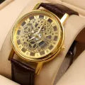 Brown Leather Skeleton Watch for Men | Leather Strap