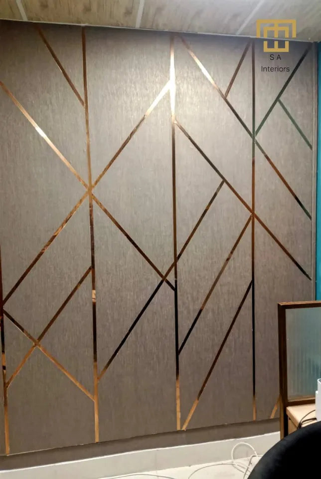 Acrylic Golden Mirror Strip Wall Stickers DIY Geometric Removable