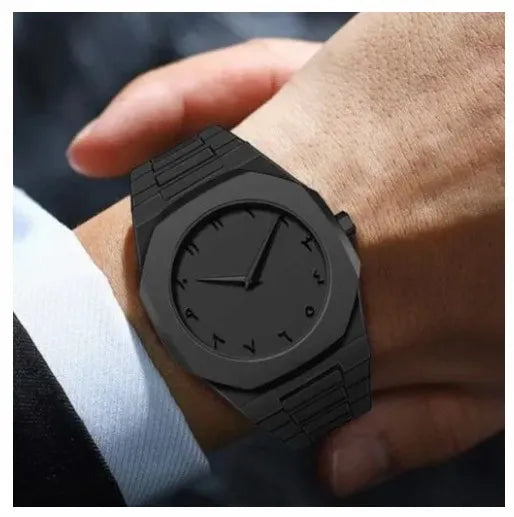 Aura Arabic Watch for Boys Original Black Matte Luxury Watch for Men with Arabic Dial