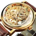 Brown Leather Skeleton Watch for Men | Leather Strap