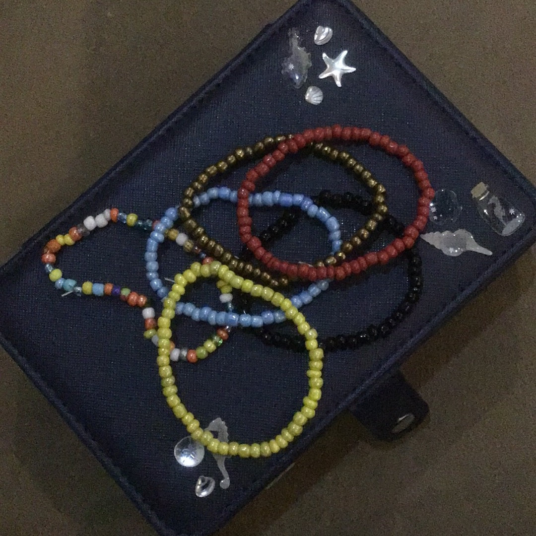 7 PCS colorful Small Beads Bohemia Bangle Elastic bracelet jewelry set