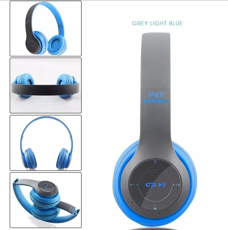 Foldable P47 Wireless Headphones with Mic for Gaming