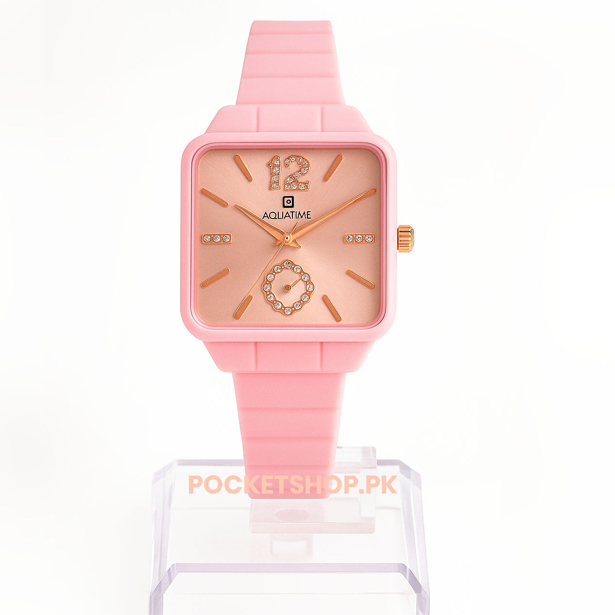 New Korean Style Watch for Girls and women– Trendy Rectangle Dial with Soft Silicone Strap