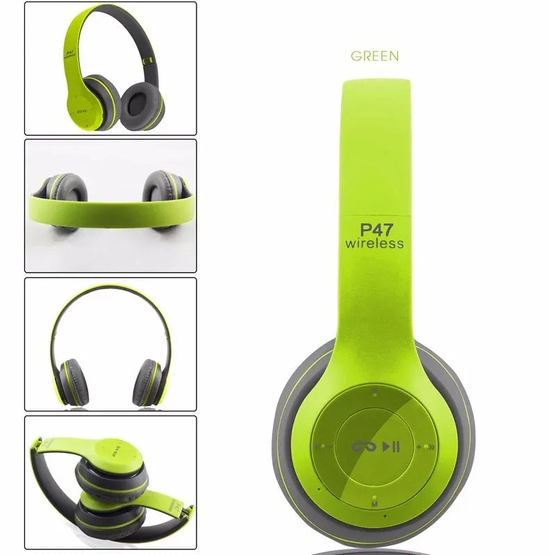 Foldable P47 Wireless Headphones with Mic for Gaming