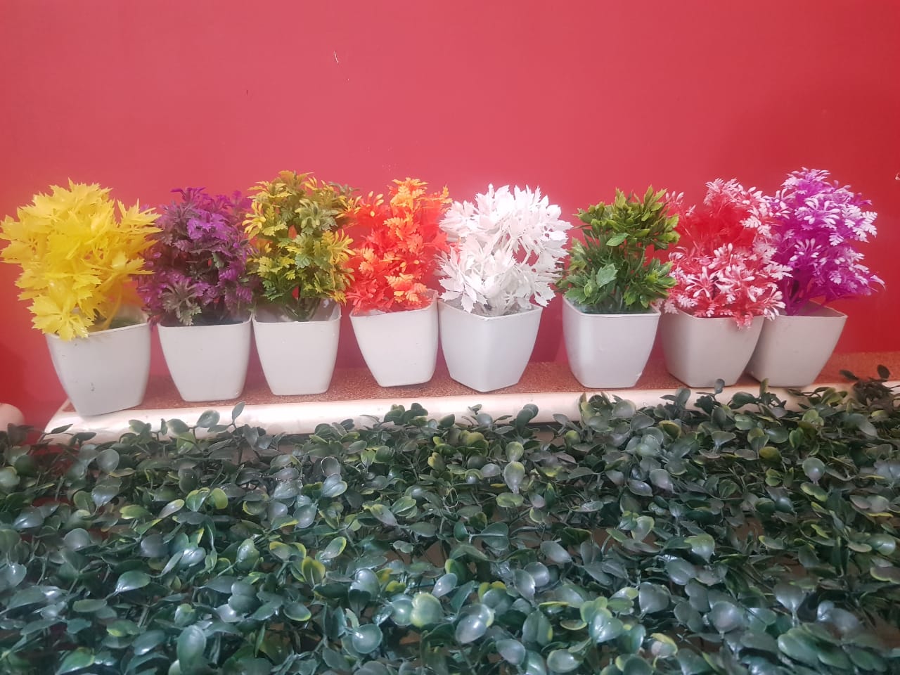 Pack of 12 Plant Artificial Decoration Piece with pot for home Decoration purpose 4inch heihgt