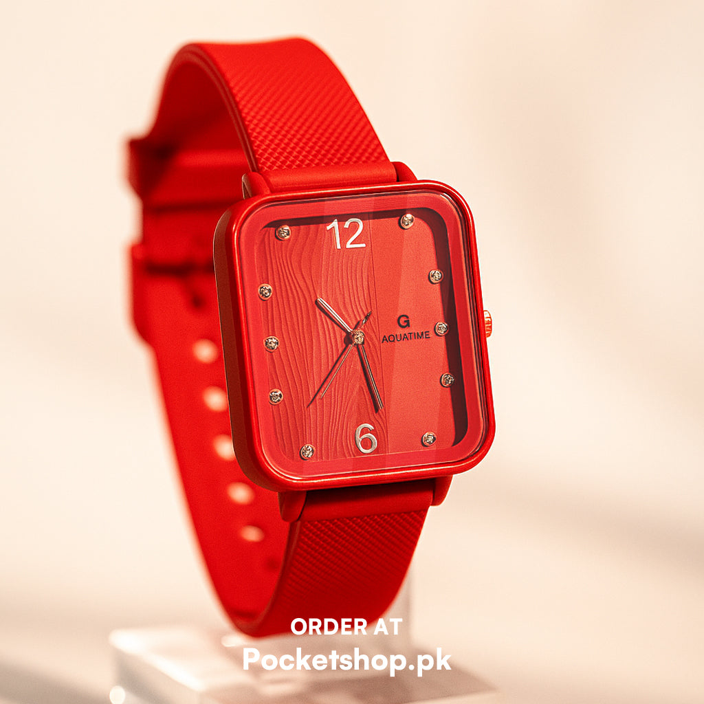 New Korean Style Watch for Girls and women– Trendy Rectangle Dial with Soft Silicone Strap