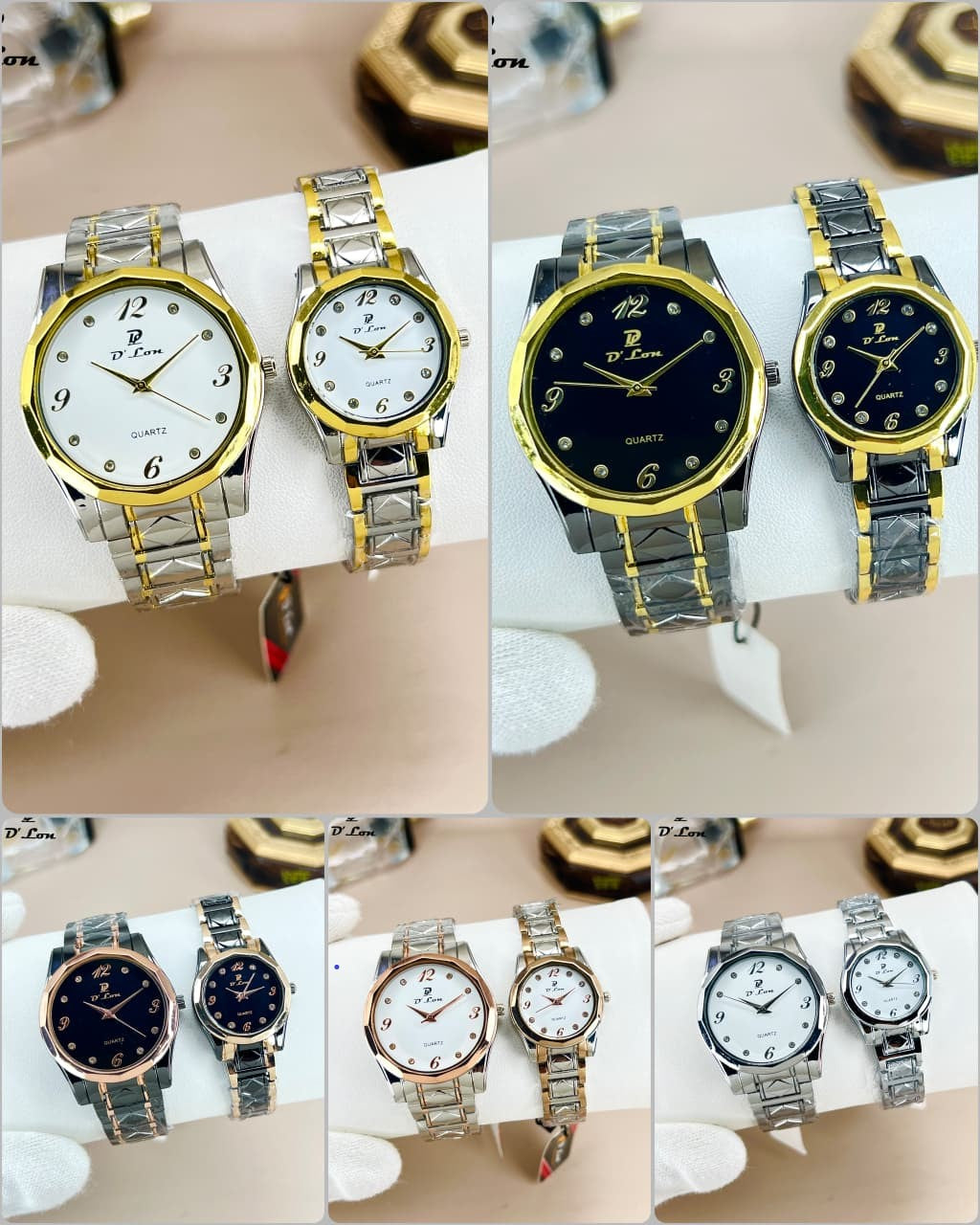 D Lon quartz men and woman watch set