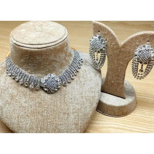 Choker Hyderabadi Set - (2 in 1) Necklace, Earrings with Golden Combination