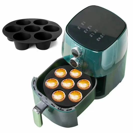 7-Hole Airfryer Accessory - Silicone Pot Muffin Cup Mold for Delicious Cakes & Pastries