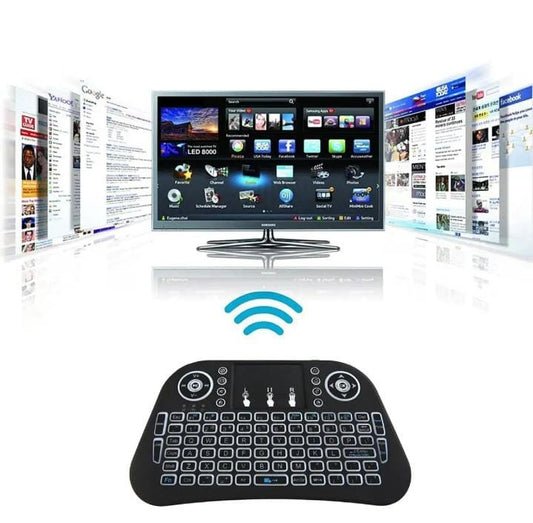 Mini Wireless Keyboard + Bluetooth 7 Color Backlit Light 2.4Ghz Air Mouse With Touchpad