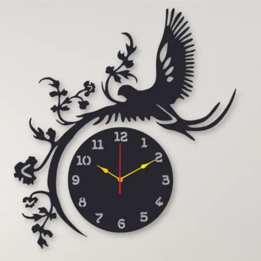 Wooden 3D Bird Wall Clock for Home, Living Room