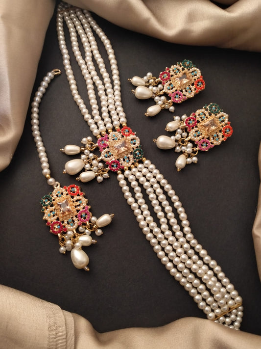 Set Bridal Multi Pearl with tika