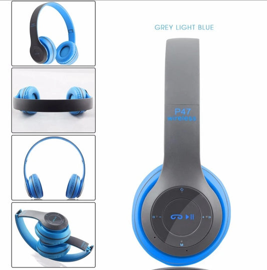 Foldable P47 Wireless Headphones with Mic for Gaming