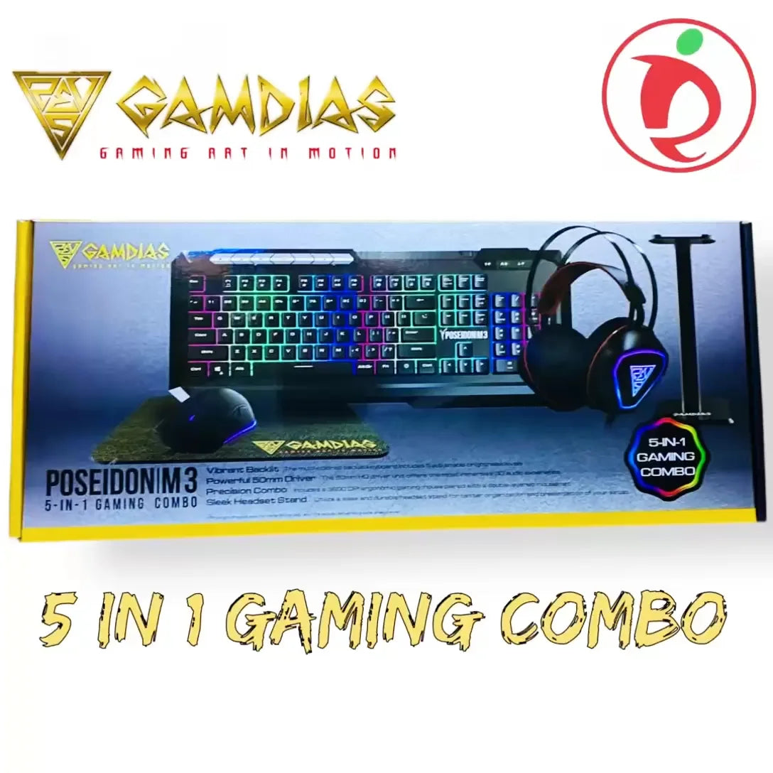 RGB Gaming Keyboard & Mouse & Headphone & Mousepad & Headphone Stand - 5 in 1