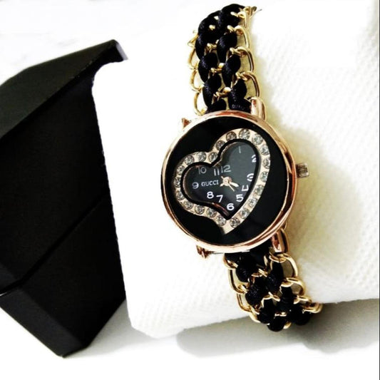 New Arrival 2026 Black Bracelet-watch Heart Shap for Girls & Women