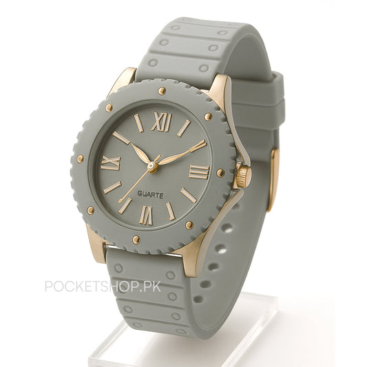 New Korean Style Watch for Girls and women– Trendy Rectangle Dial with Soft Silicone Strap
