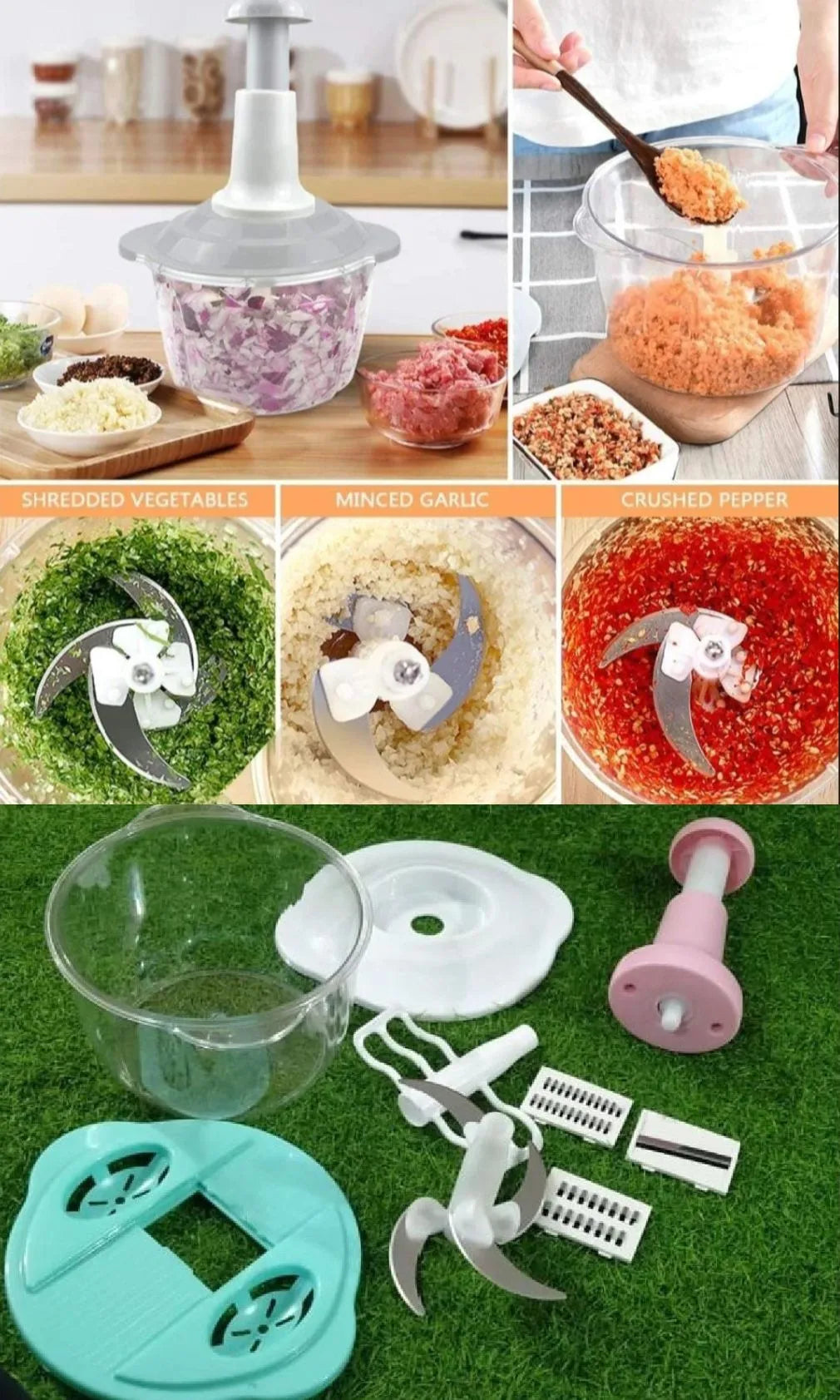 9 in 1 Food Chopper & Slicer – Multi-Function Vegetable, Meat Cutter, Beater & Kitchen Tool