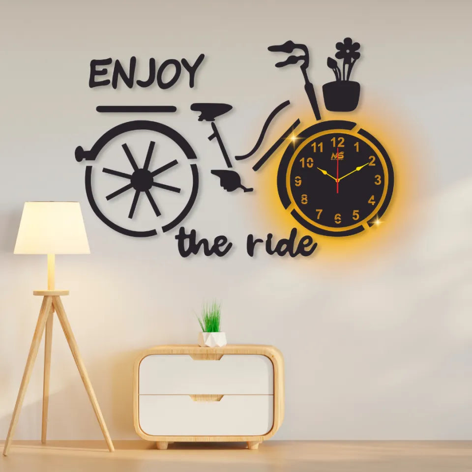 3D Wooden Wall Clock, Modern Quartz Design for Living Room or Office