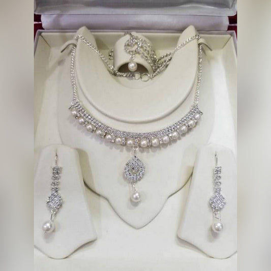 Silver Crystal Rhinestone Girls Jewellery Set