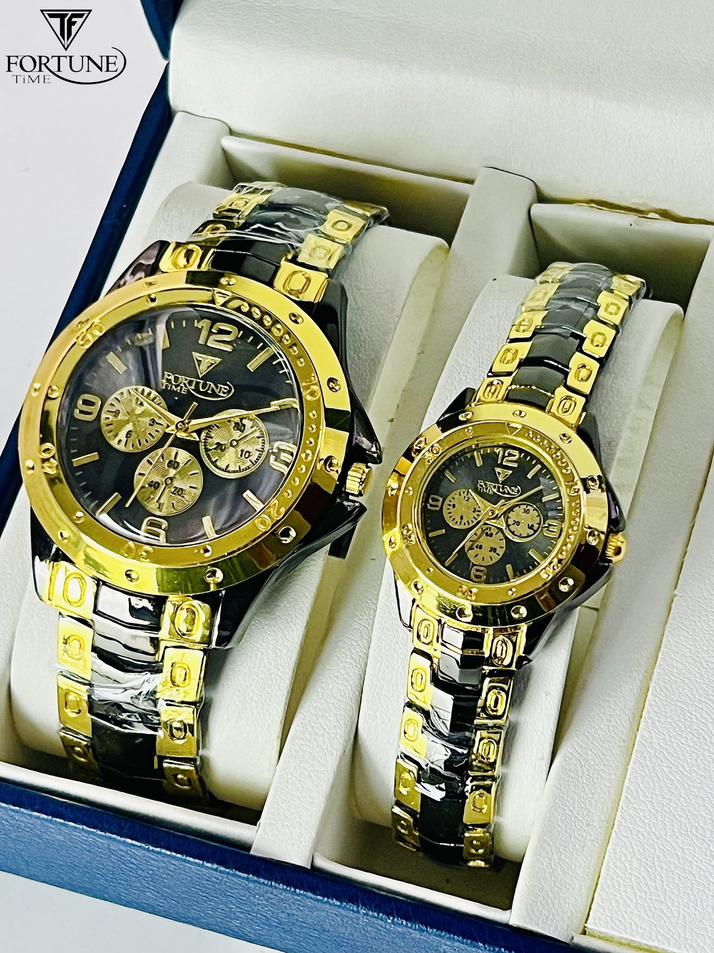 Steel Belt Couple Dongda Retro Couple round Men's and Women's Watch Trendy Luxury Gold
