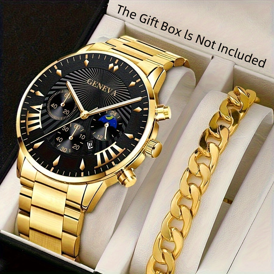 Men Stainless Steel Watches Wristwatch Calendar Luminous Clock