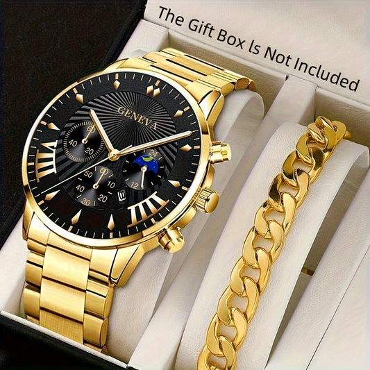 Men Stainless Steel Watches Wristwatch Calendar Luminous Clock