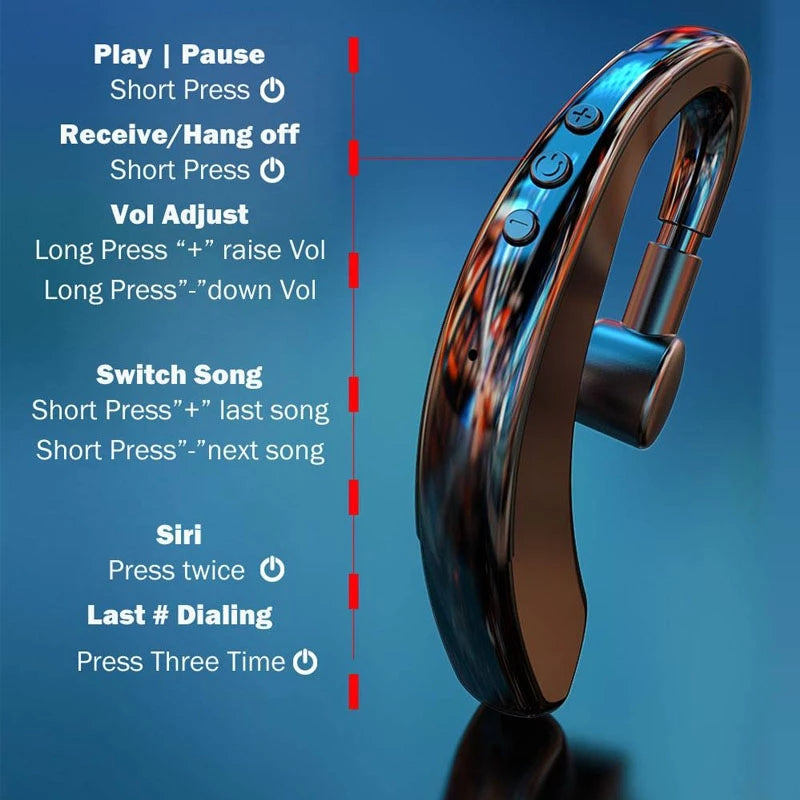 Bluetooth Handfree Business Headset - Mono Wireless Earpiece with HD Mic