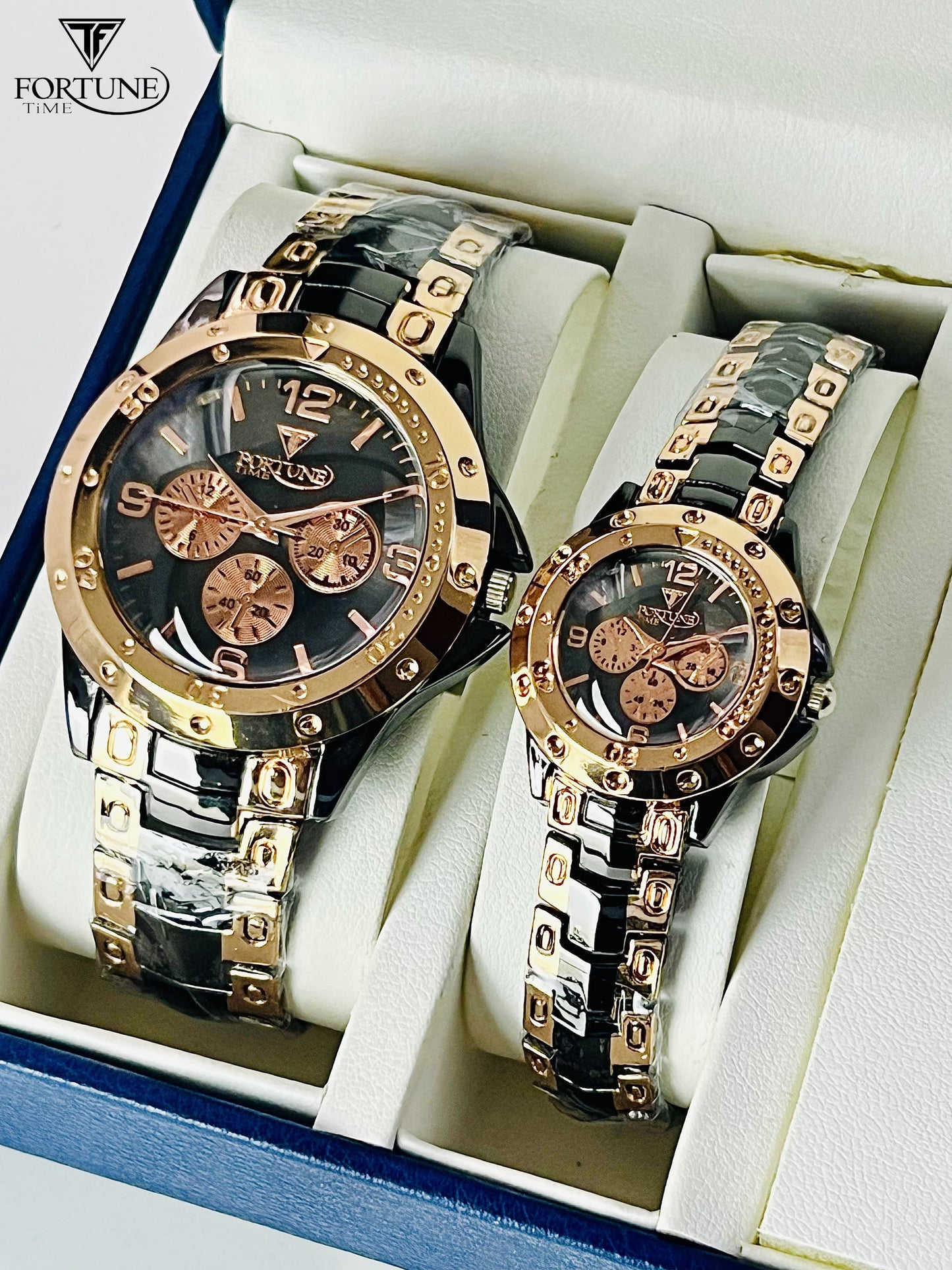Steel Belt Couple Dongda Retro Couple round Men's and Women's Watch Trendy Luxury Gold