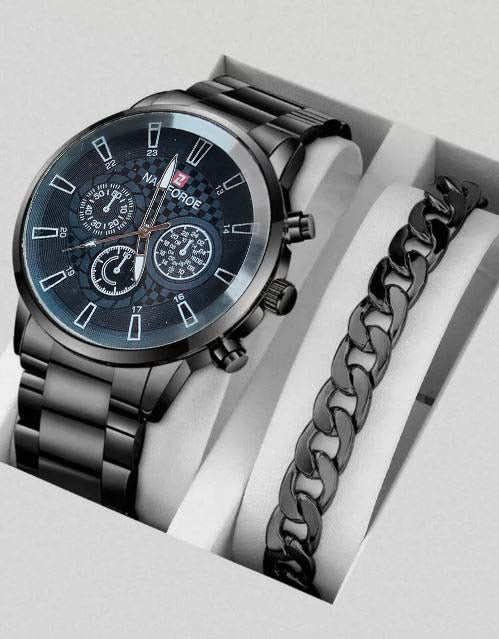 Men Stainless Steel Watches Wristwatch Calendar Luminous Clock