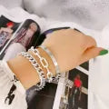 Enacolor Hop Cuba Gold Metal Chain Bracelet Female 4Pcs Punk Elegant
