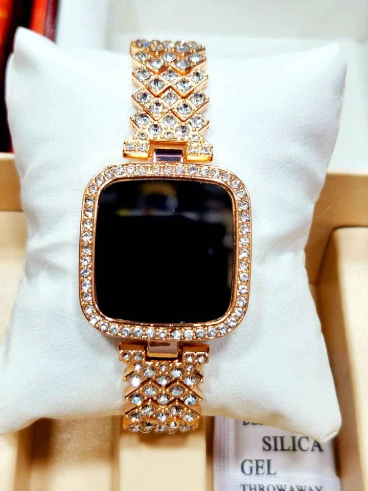 Diamond Touch Screen LED Watch For Ladies | Stainless Steel Chain in Round Dial