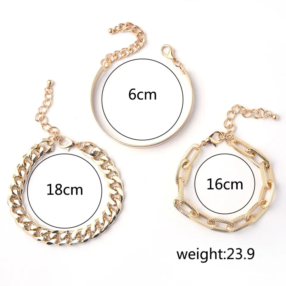 Enacolor Hop Cuba Gold Metal Chain Bracelet Female 4Pcs Punk Elegant