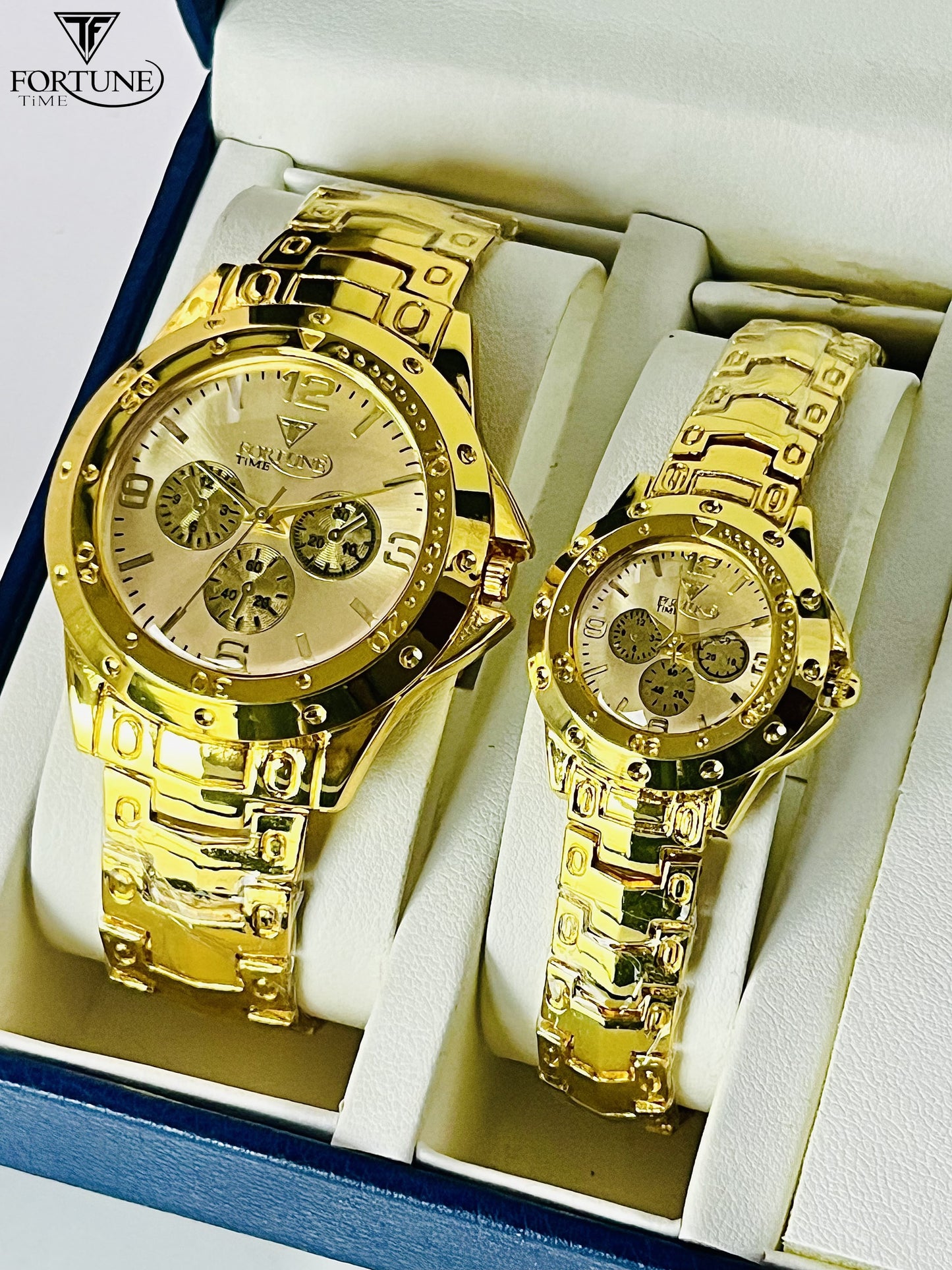 Steel Belt Couple Dongda Retro Couple round Men's and Women's Watch Trendy Luxury Gold