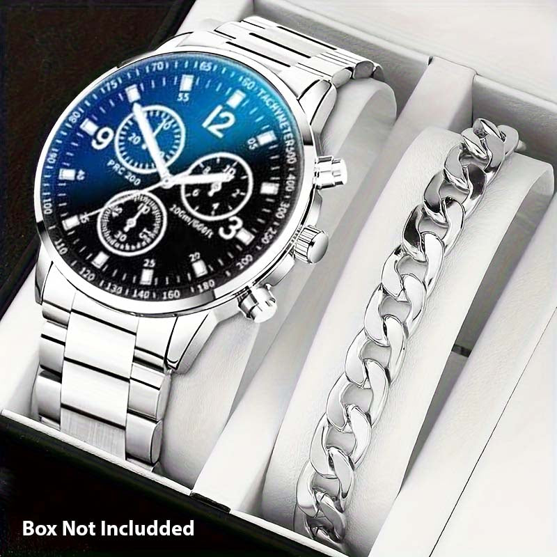 Men Stainless Steel Watches Wristwatch Calendar Luminous Clock