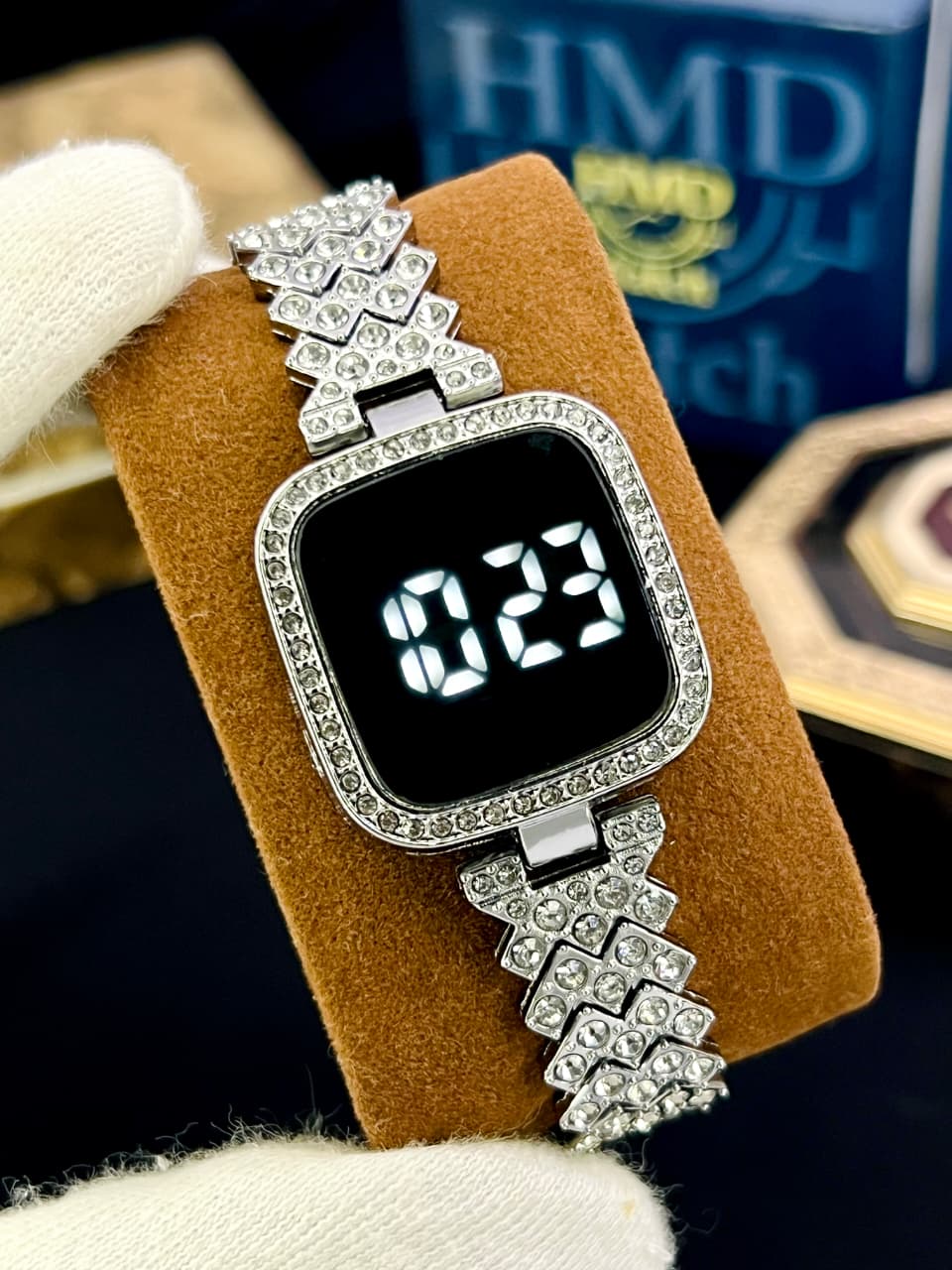 Led Touch Watch For Women Full Stone