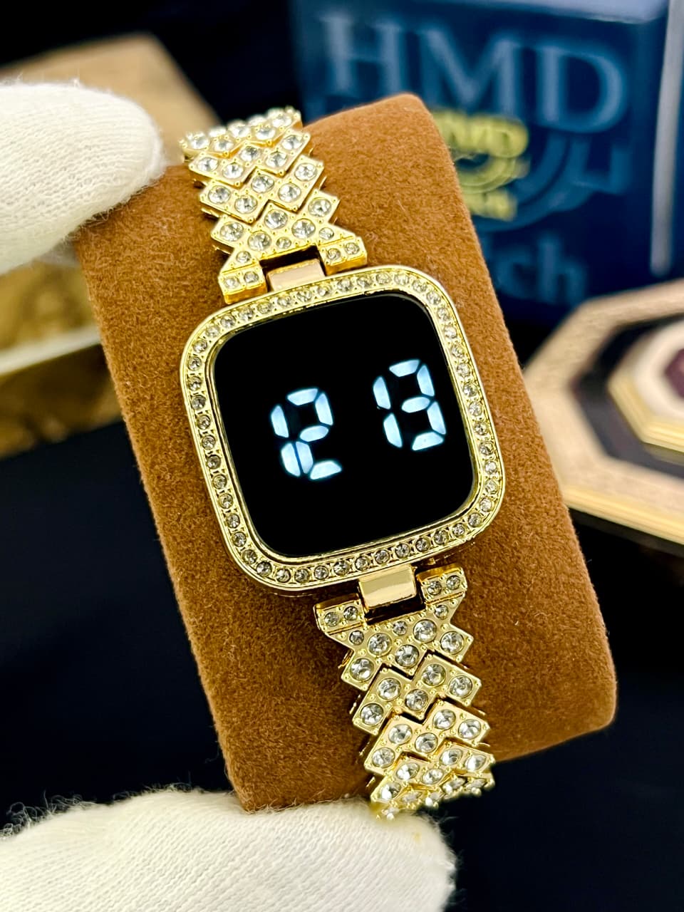 Led Touch Watch For Women Full Stone